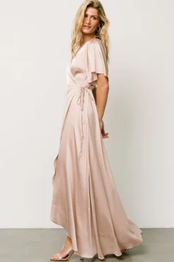 Baltic Born maxi dresses|WEDDING SUITE|Vara Satin Maxi Wrap Dress | Champagne