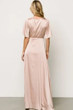 Baltic Born maxi dresses|WEDDING SUITE|Vara Satin Maxi Wrap Dress | Champagne