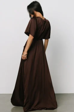 Baltic Born maxi dresses|WEDDING SUITE|Vara Satin Maxi Wrap Dress | Espresso