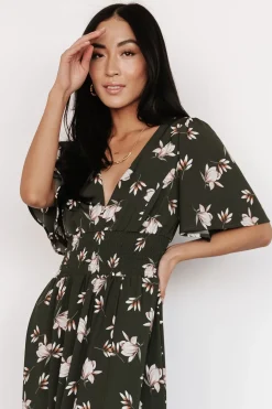 Baltic Born WINTER ESSENTIALS|Verona Smocked Maxi Dress | Green + White Floral