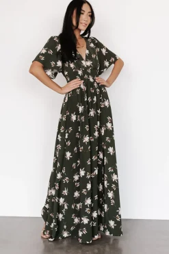 Baltic Born WINTER ESSENTIALS|Verona Smocked Maxi Dress | Green + White Floral