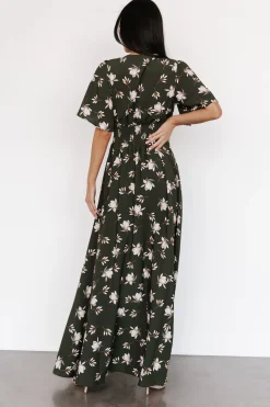 Baltic Born WINTER ESSENTIALS|Verona Smocked Maxi Dress | Green + White Floral