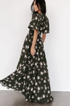 Baltic Born WINTER ESSENTIALS|Verona Smocked Maxi Dress | Green + White Floral