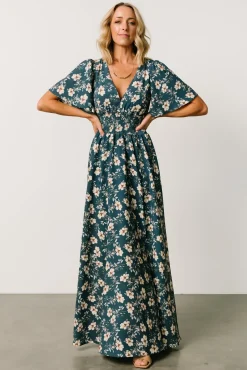 Baltic Born WINTER ESSENTIALS|Verona Smocked Maxi Dress | Slate Floral