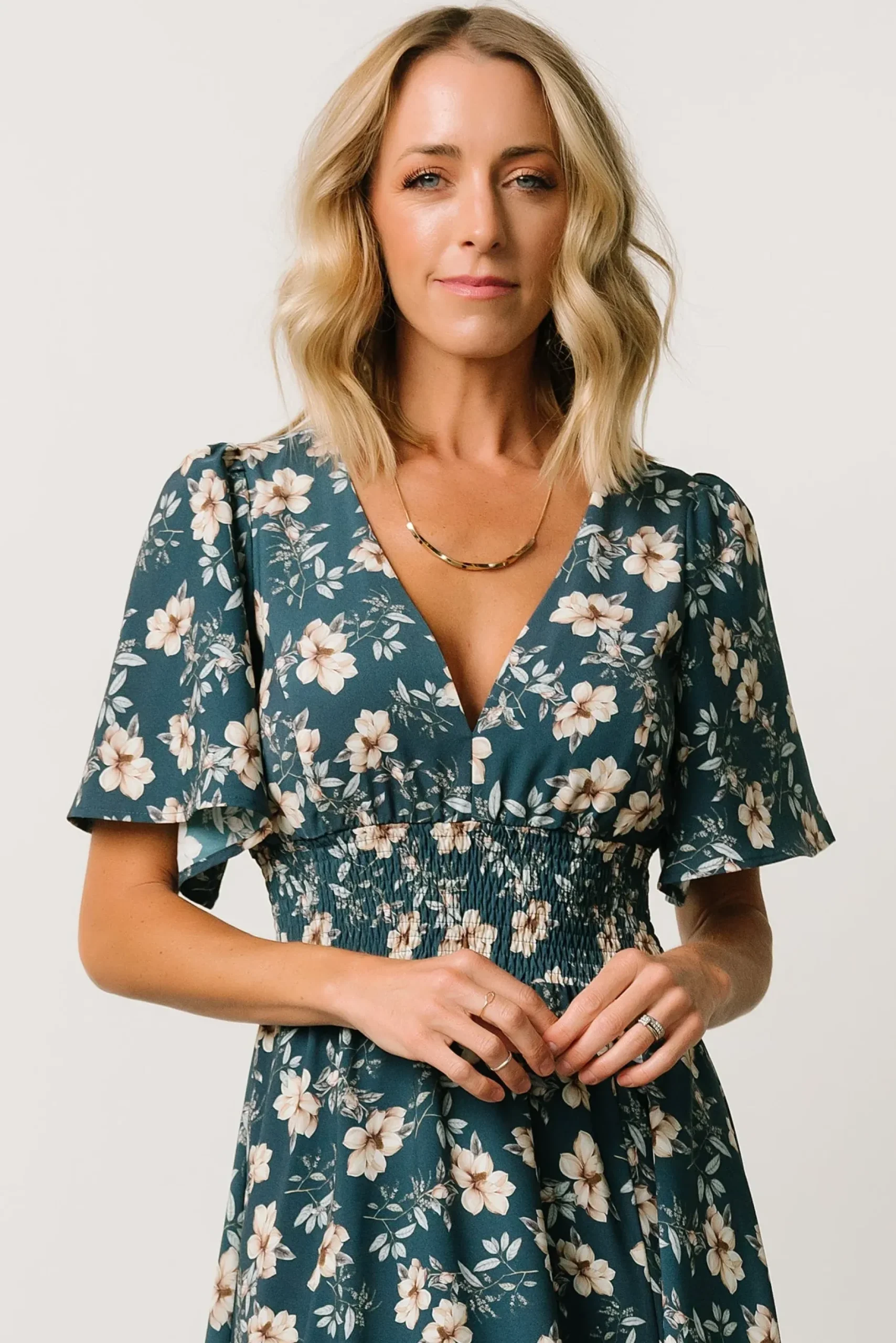Baltic Born WINTER ESSENTIALS|Verona Smocked Maxi Dress | Slate Floral