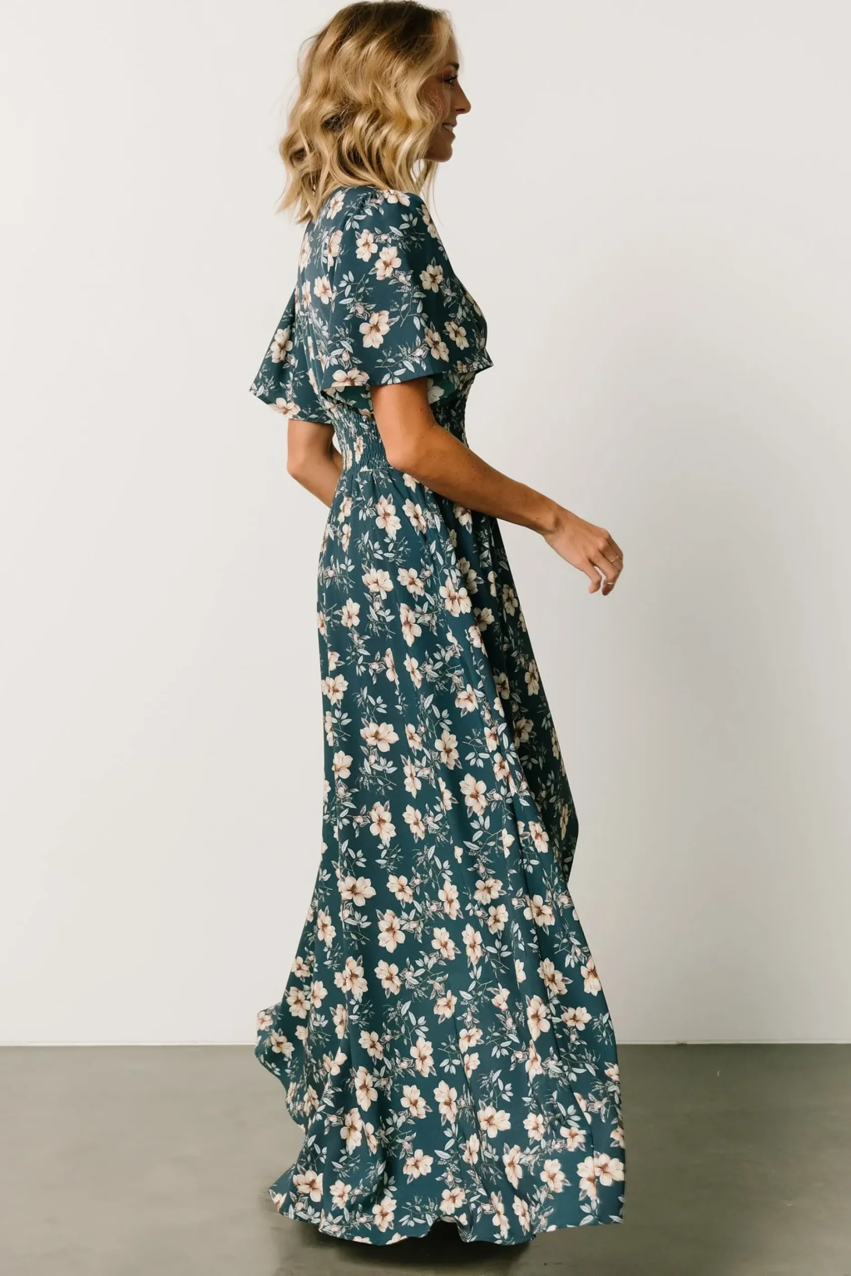Baltic Born WINTER ESSENTIALS|Verona Smocked Maxi Dress | Slate Floral