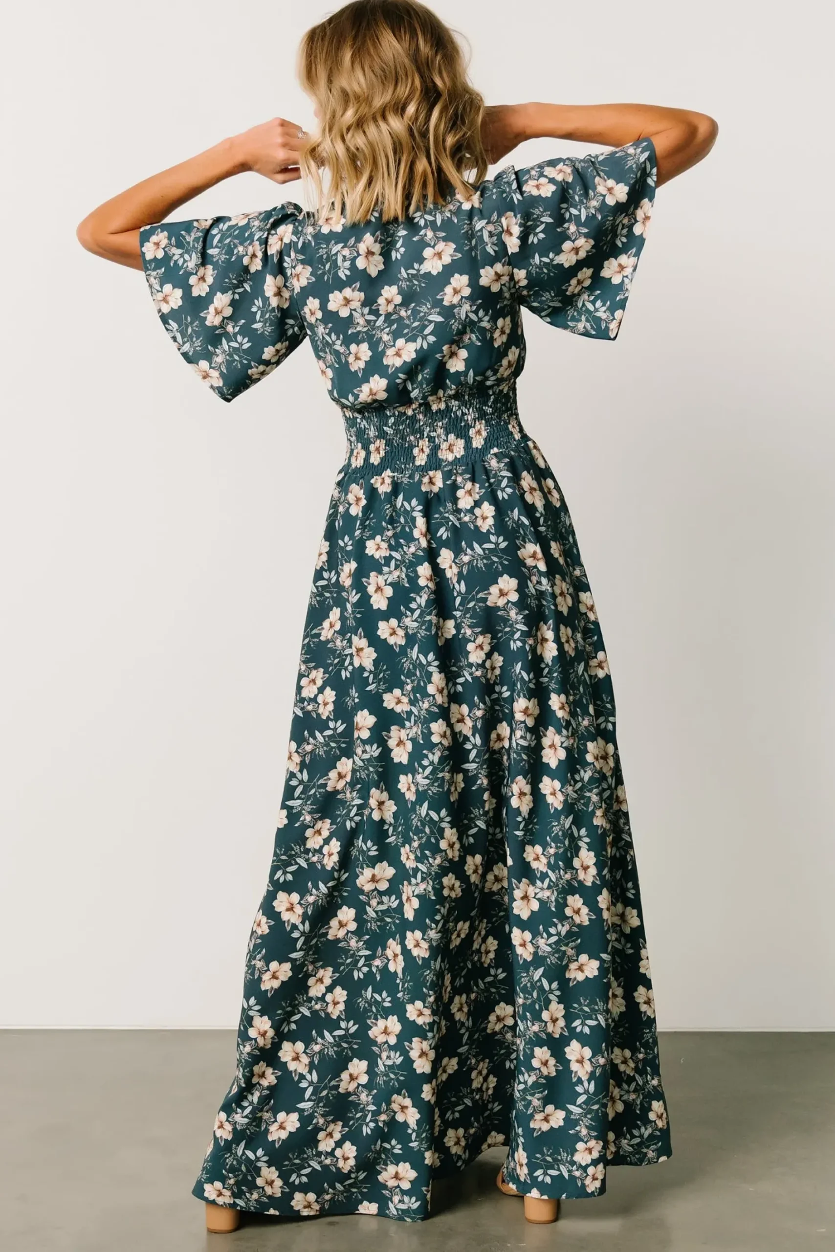 Baltic Born WINTER ESSENTIALS|Verona Smocked Maxi Dress | Slate Floral