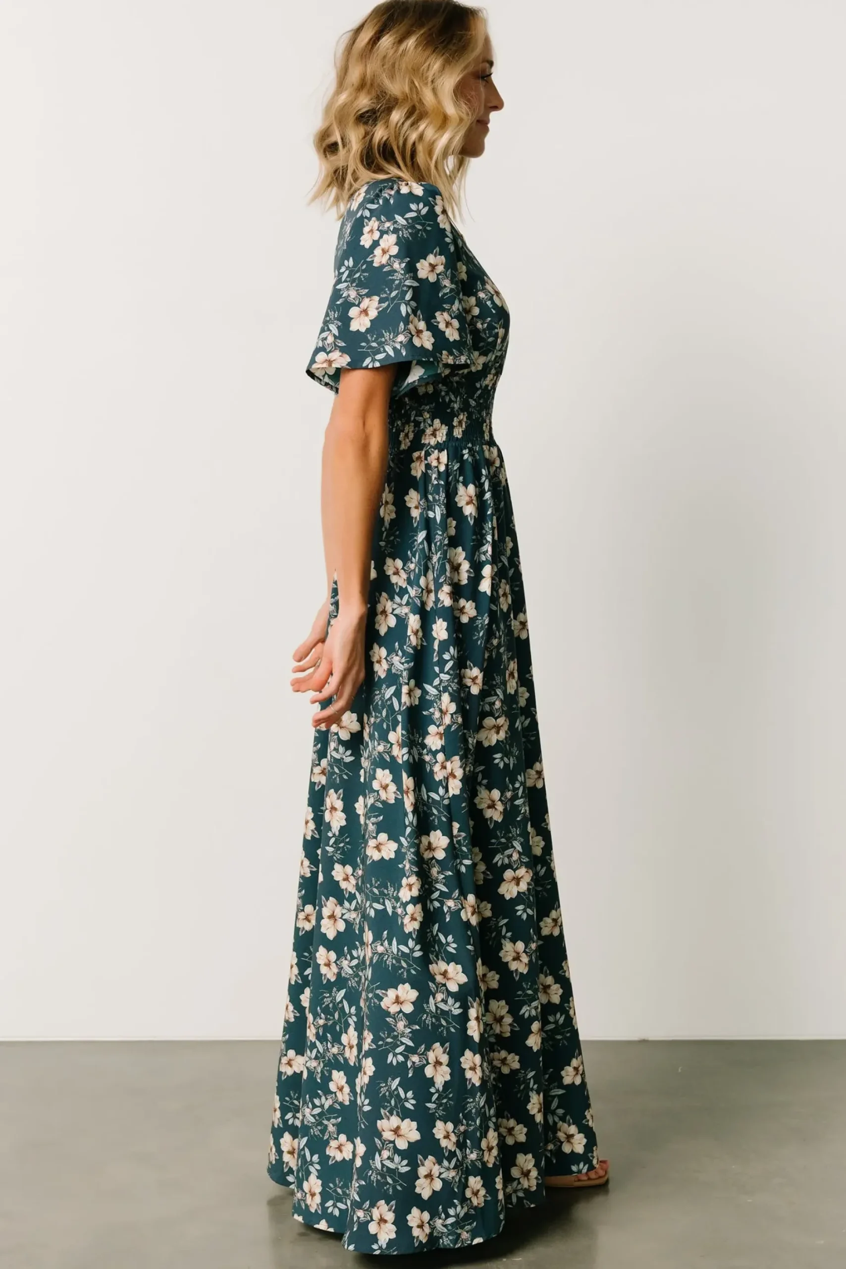Baltic Born WINTER ESSENTIALS|Verona Smocked Maxi Dress | Slate Floral