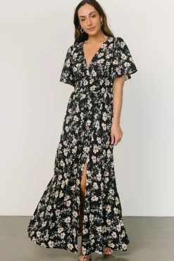 Baltic Born WINTER ESSENTIALS|Verona Smocked Maxi Dress | Black Floral