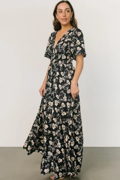 Baltic Born WINTER ESSENTIALS|Verona Smocked Maxi Dress | Black Floral