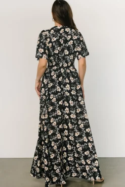 Baltic Born WINTER ESSENTIALS|Verona Smocked Maxi Dress | Black Floral