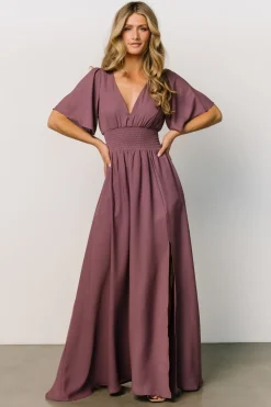 Baltic Born WINTER ESSENTIALS|Verona Smocked Maxi Dress | Vintage Plum
