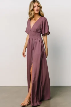 Baltic Born WINTER ESSENTIALS|Verona Smocked Maxi Dress | Vintage Plum