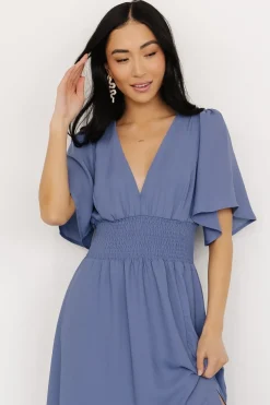 Baltic Born WINTER ESSENTIALS|Verona Smocked Maxi Dress | Blue