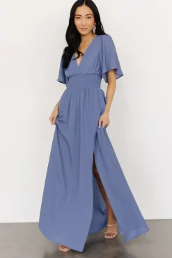 Baltic Born WINTER ESSENTIALS|Verona Smocked Maxi Dress | Blue