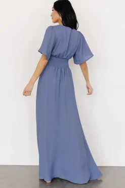 Baltic Born WINTER ESSENTIALS|Verona Smocked Maxi Dress | Blue