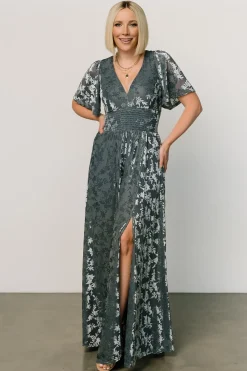 Baltic Born bump friendly|WINTER ESSENTIALS|Veronica Velvet Maxi Dress | Slate Blue