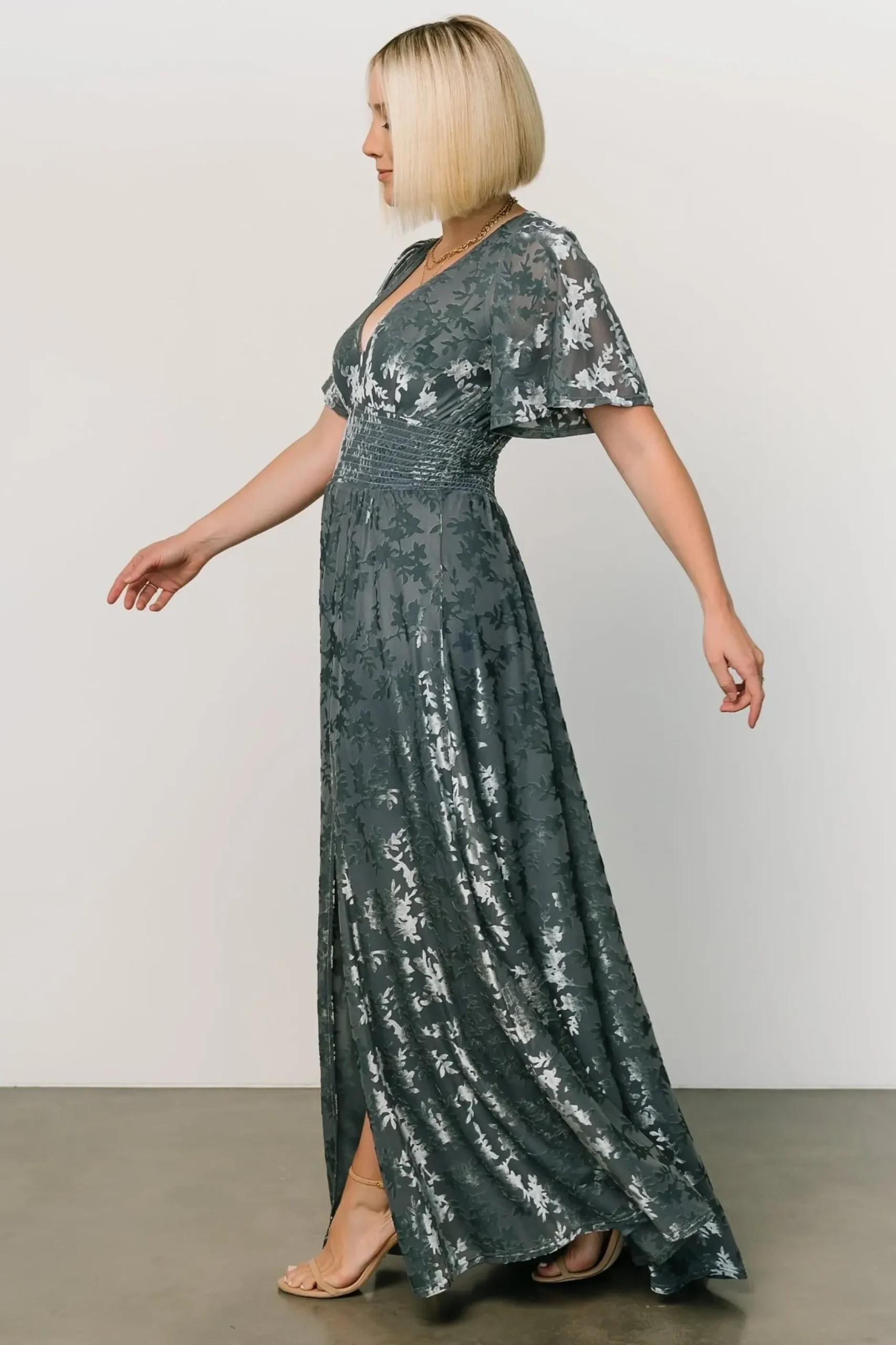 Baltic Born bump friendly|WINTER ESSENTIALS|Veronica Velvet Maxi Dress | Slate Blue