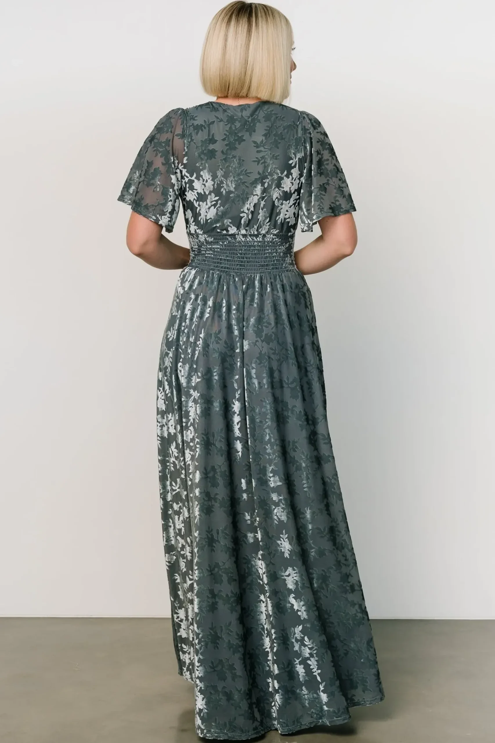 Baltic Born bump friendly|WINTER ESSENTIALS|Veronica Velvet Maxi Dress | Slate Blue