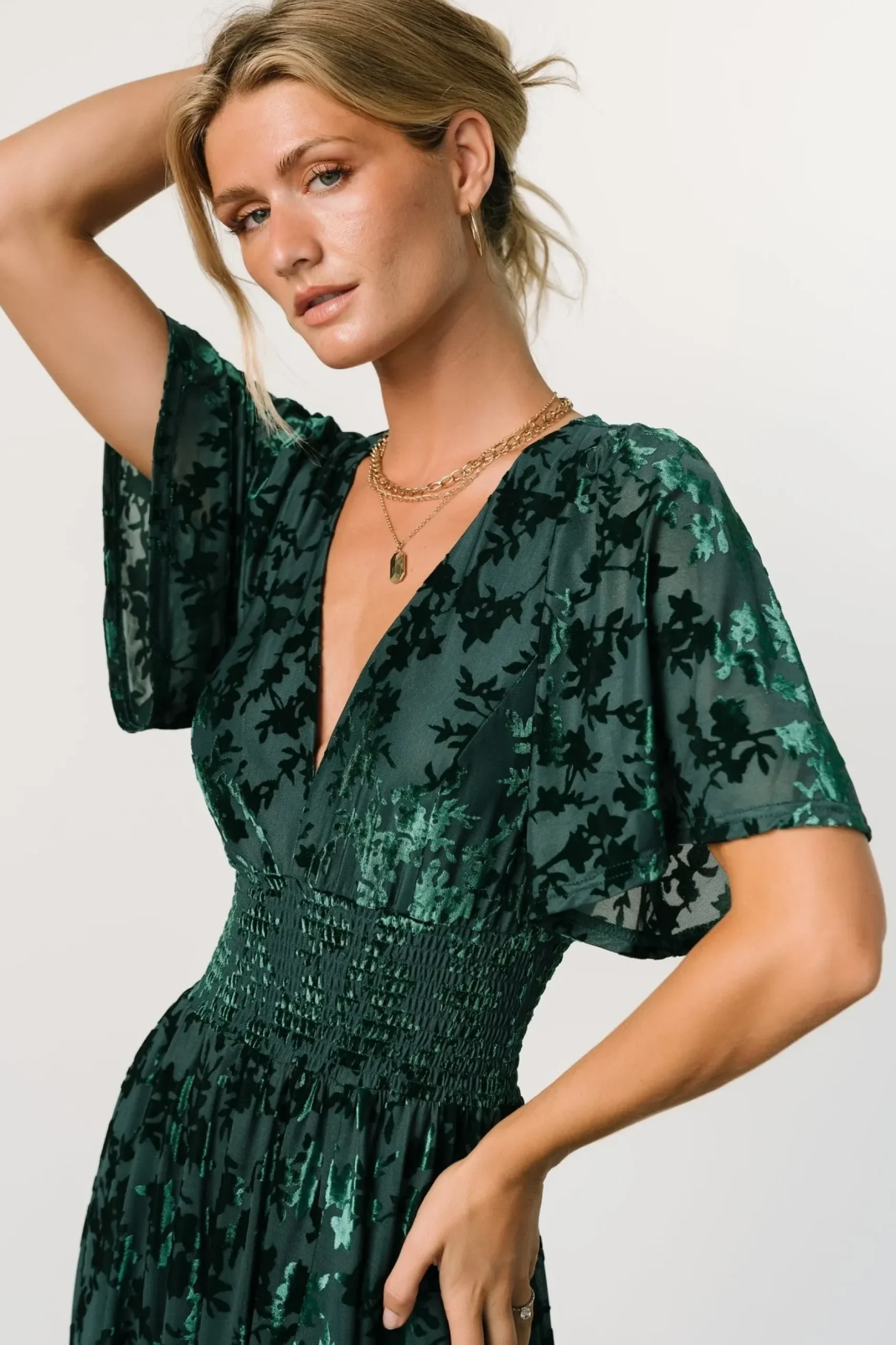 Baltic Born bump friendly|WINTER ESSENTIALS|Veronica Velvet Maxi Dress | Green