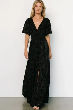 Baltic Born bump friendly|EXTENDED SIZING|Veronica Velvet Maxi Dress | Black