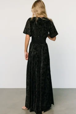 Baltic Born bump friendly|EXTENDED SIZING|Veronica Velvet Maxi Dress | Black
