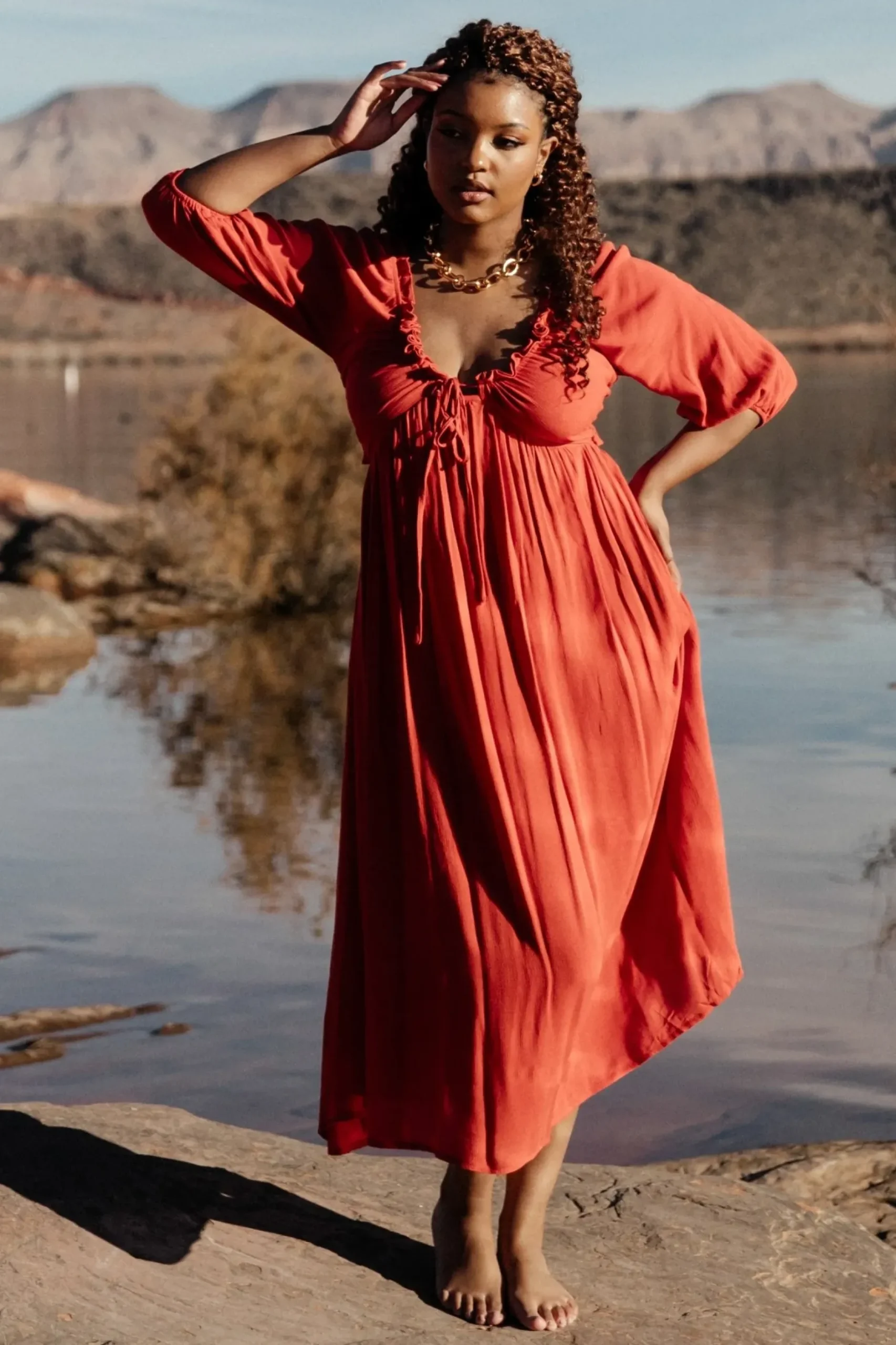 Baltic Born midi dresses|Vicki Midi Dress | Rust