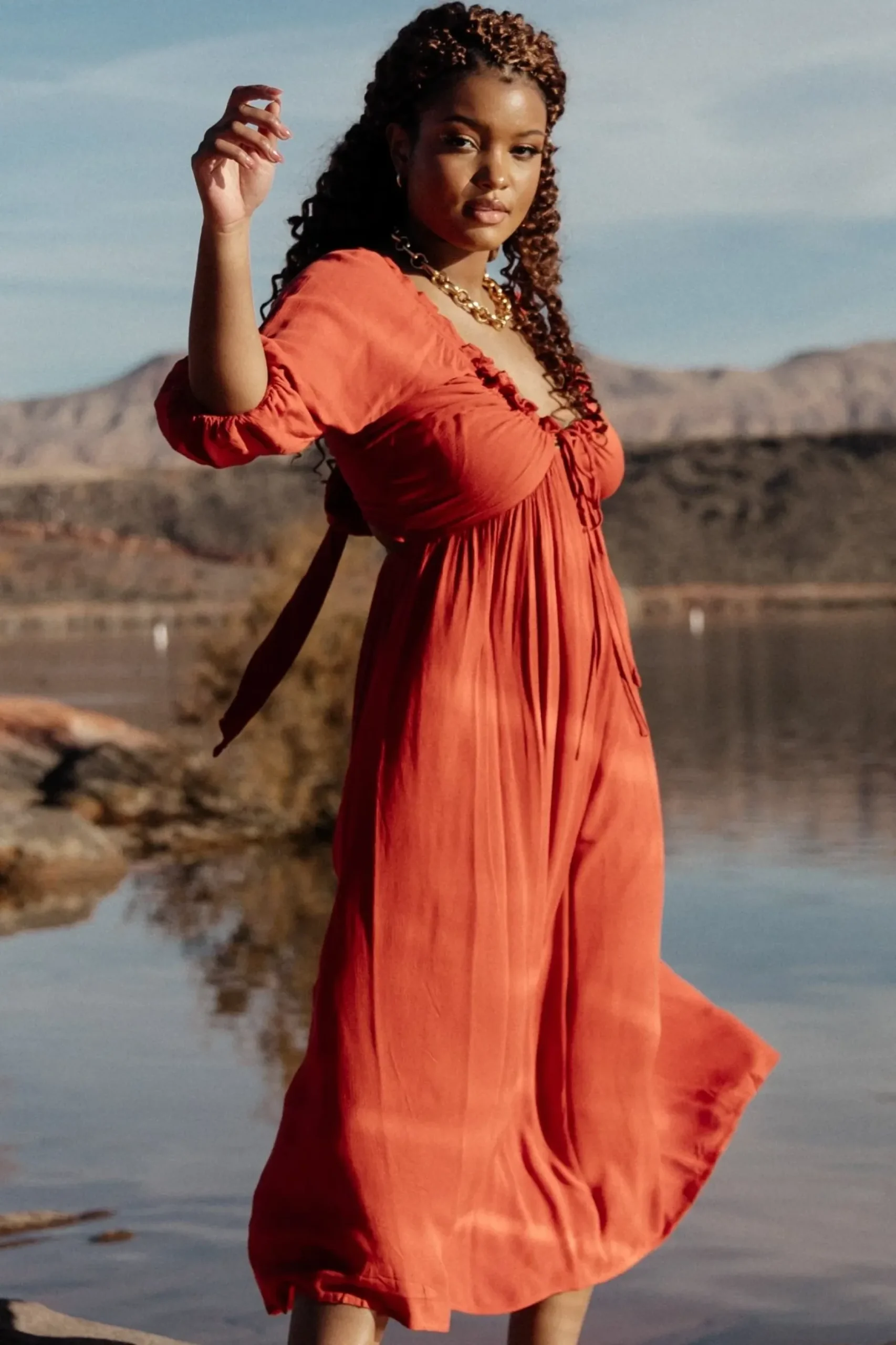 Baltic Born midi dresses|Vicki Midi Dress | Rust