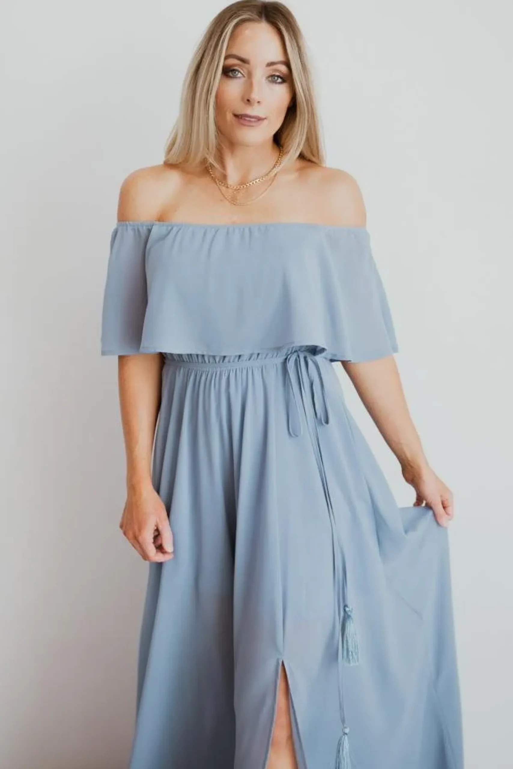 Baltic Born maxi dresses|WEDDING SUITE|Victoria Off Shoulder Maxi Dress | Light Blue
