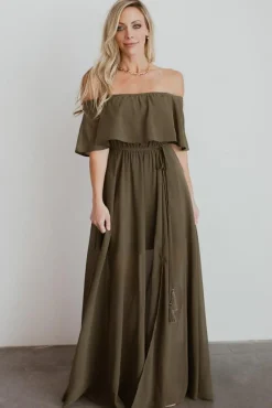 Baltic Born maxi dresses|WEDDING SUITE|Victoria Off Shoulder Maxi Dress | Olive