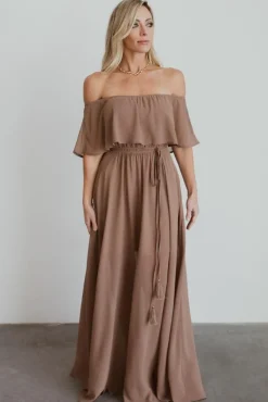 Baltic Born maxi dresses|WEDDING SUITE|Victoria Off Shoulder Maxi Dress | Mocha