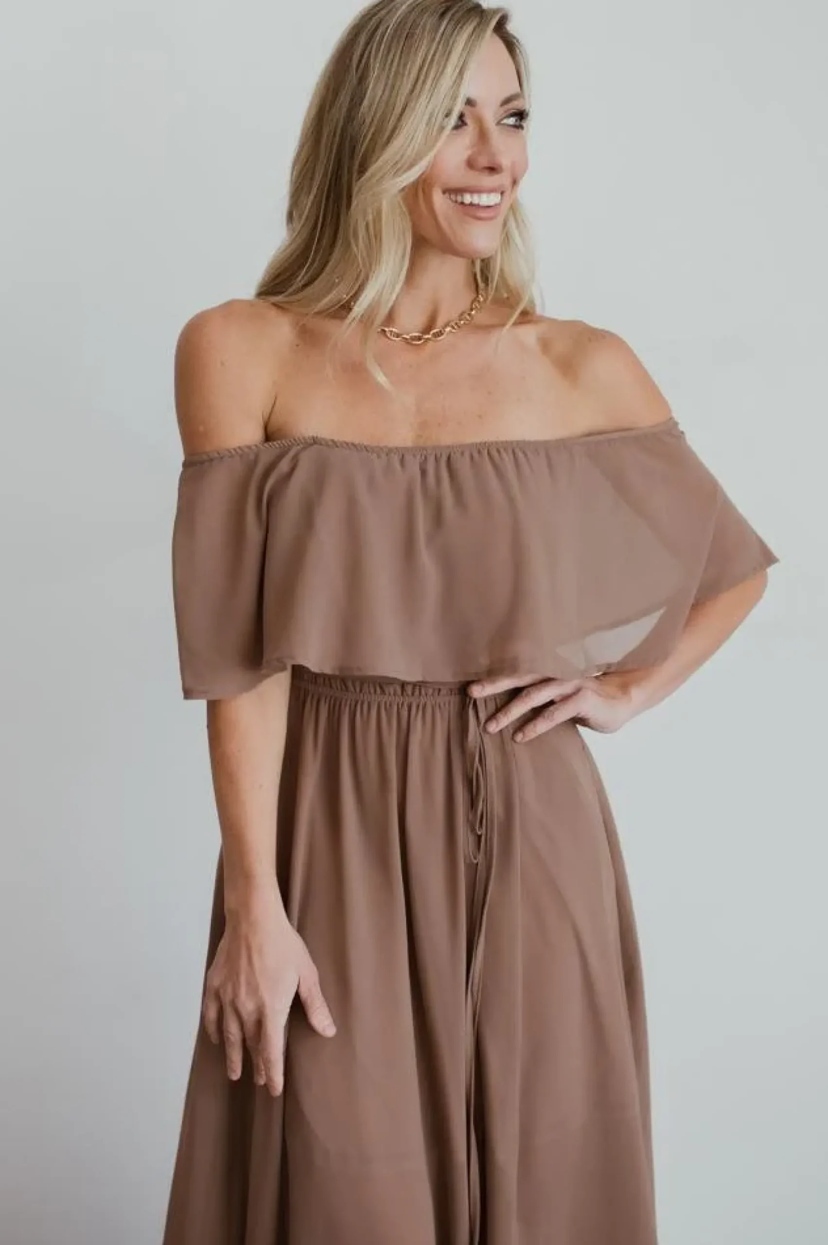 Baltic Born maxi dresses|WEDDING SUITE|Victoria Off Shoulder Maxi Dress | Mocha