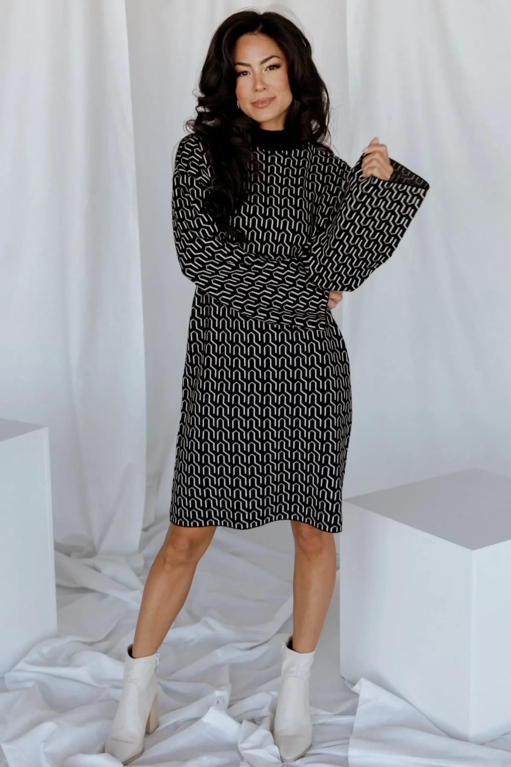 Baltic Born WINTER ESSENTIALS|Webster Sweater Dress | Black Print