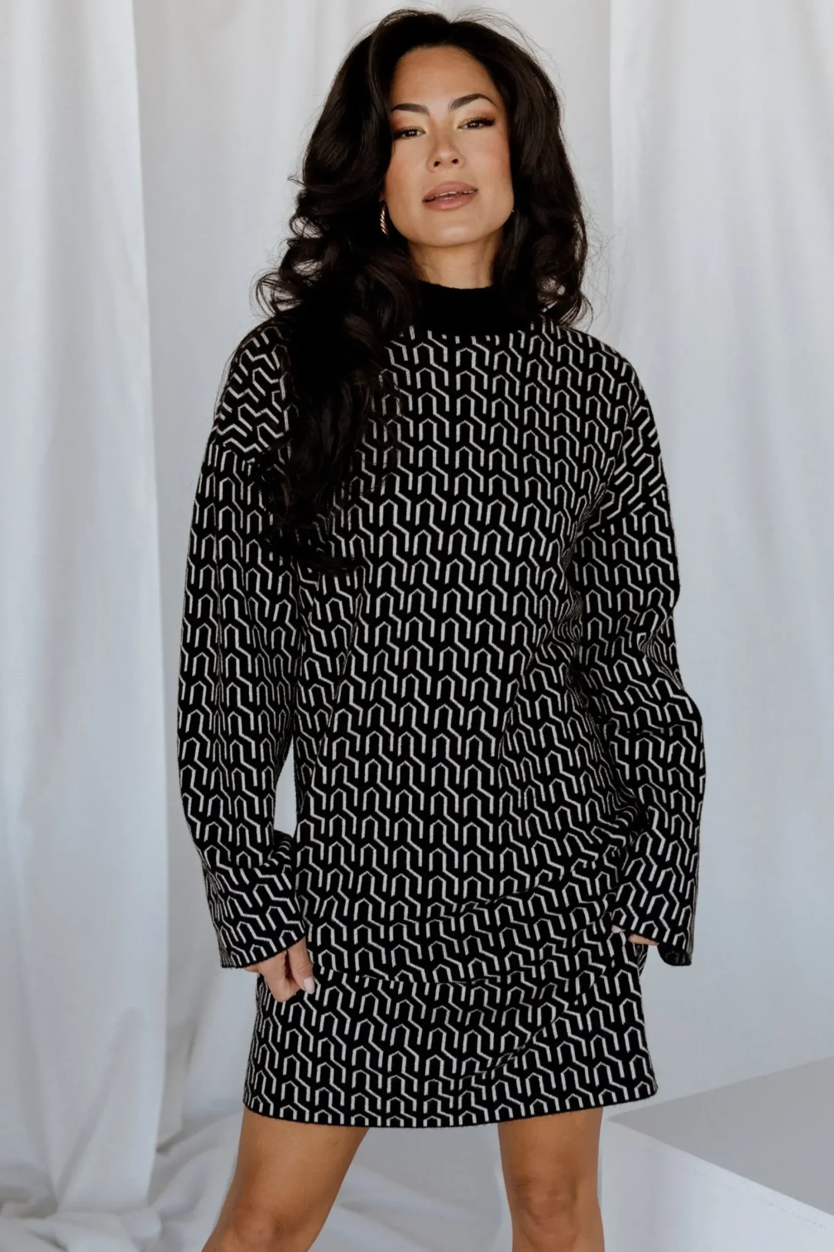 Baltic Born WINTER ESSENTIALS|Webster Sweater Dress | Black Print