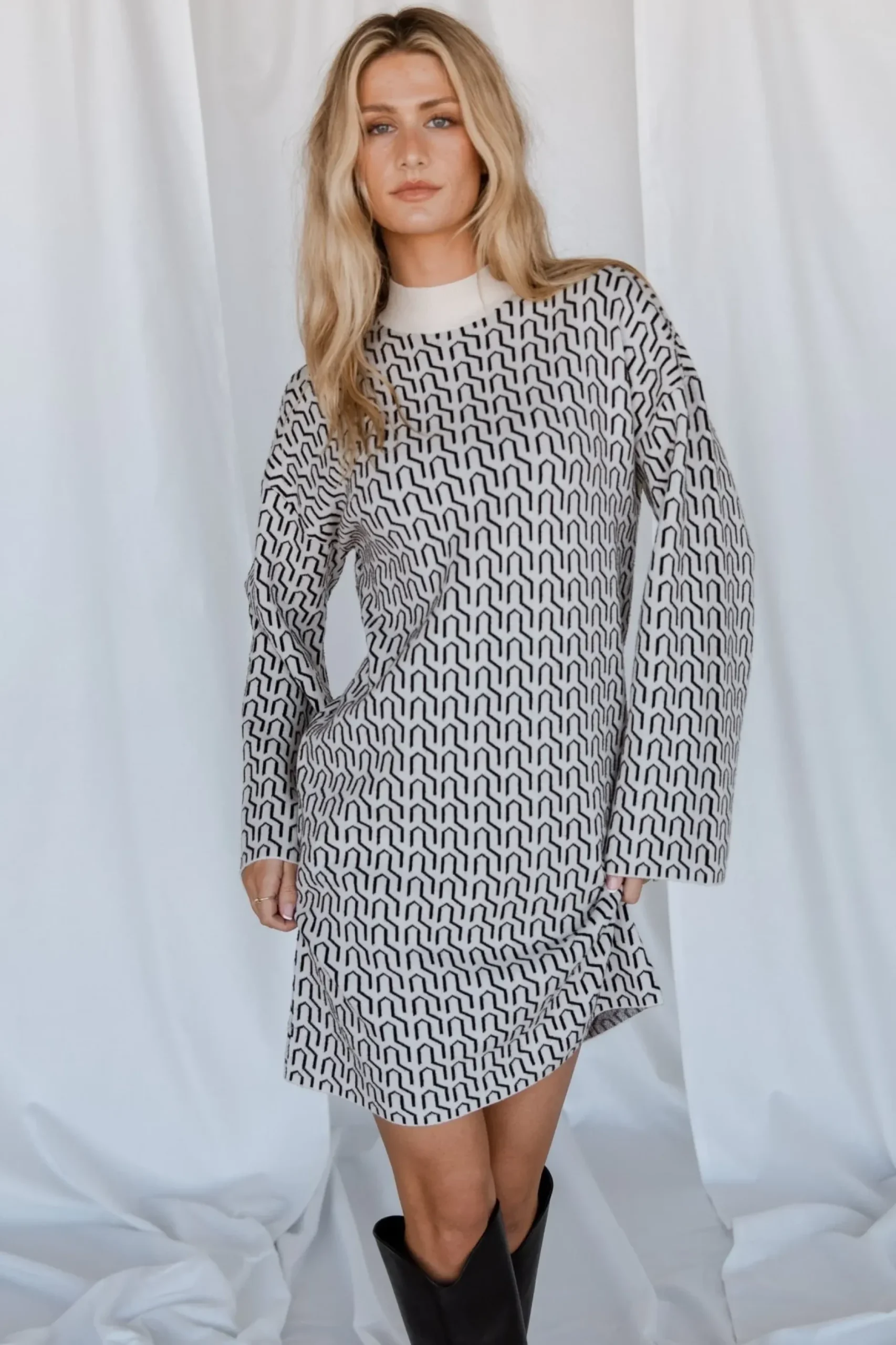 Baltic Born WINTER ESSENTIALS|Webster Sweater Dress | Ivory Print