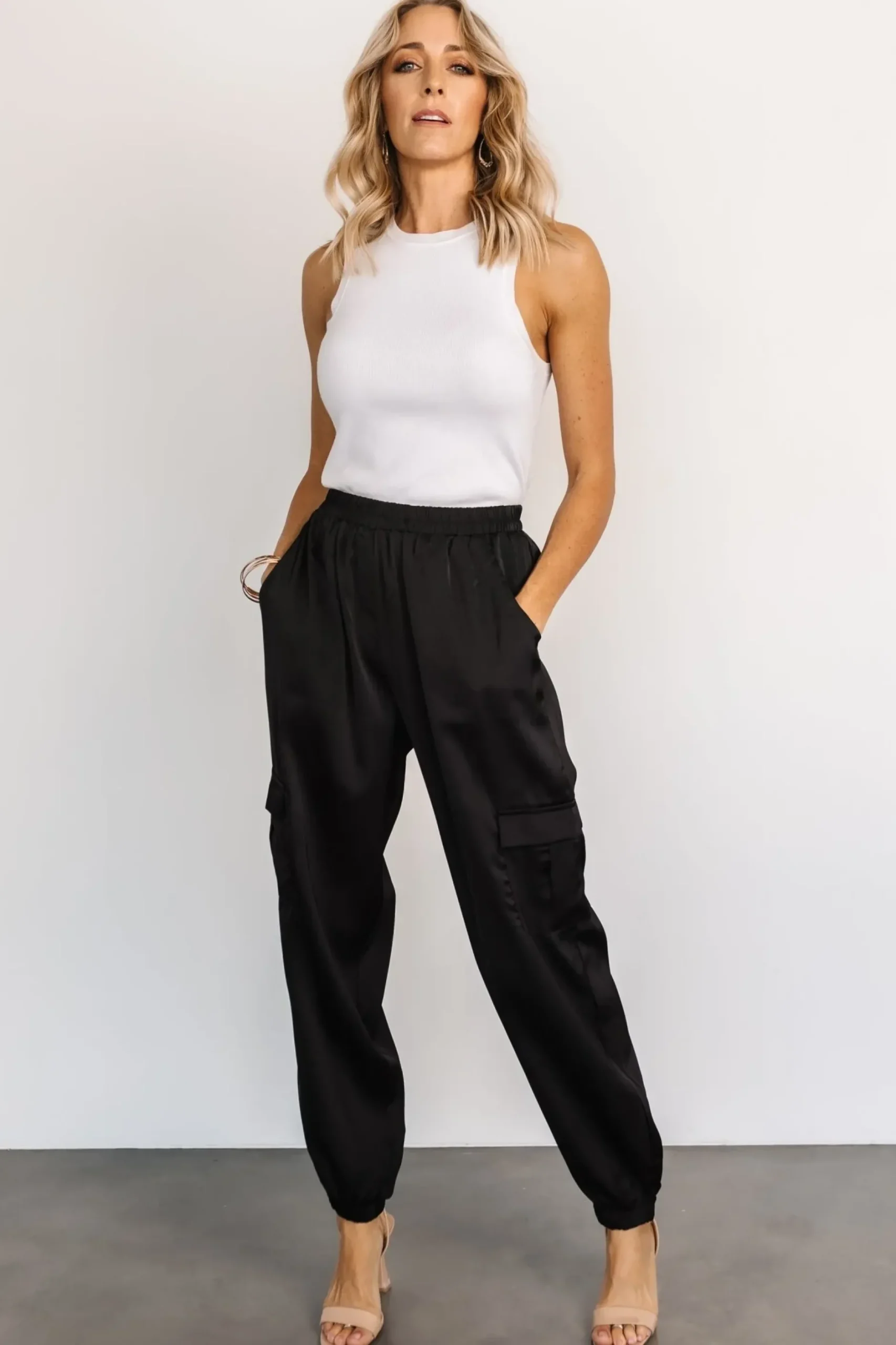 Baltic Born pants|William Satin Jogger Pants | Black