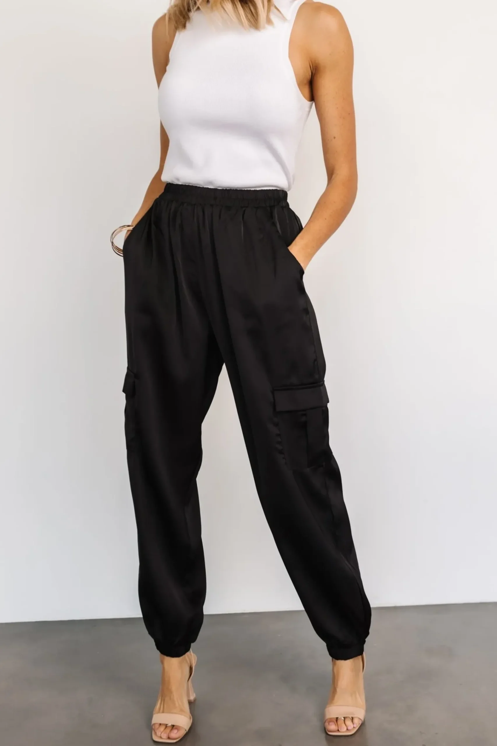 Baltic Born pants|William Satin Jogger Pants | Black