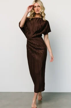 Baltic Born midi dresses|WINTER ESSENTIALS|Winslow Pleated Midi Dress | Dark Brown