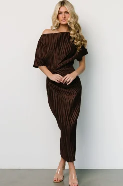 Baltic Born midi dresses|WINTER ESSENTIALS|Winslow Pleated Midi Dress | Dark Brown