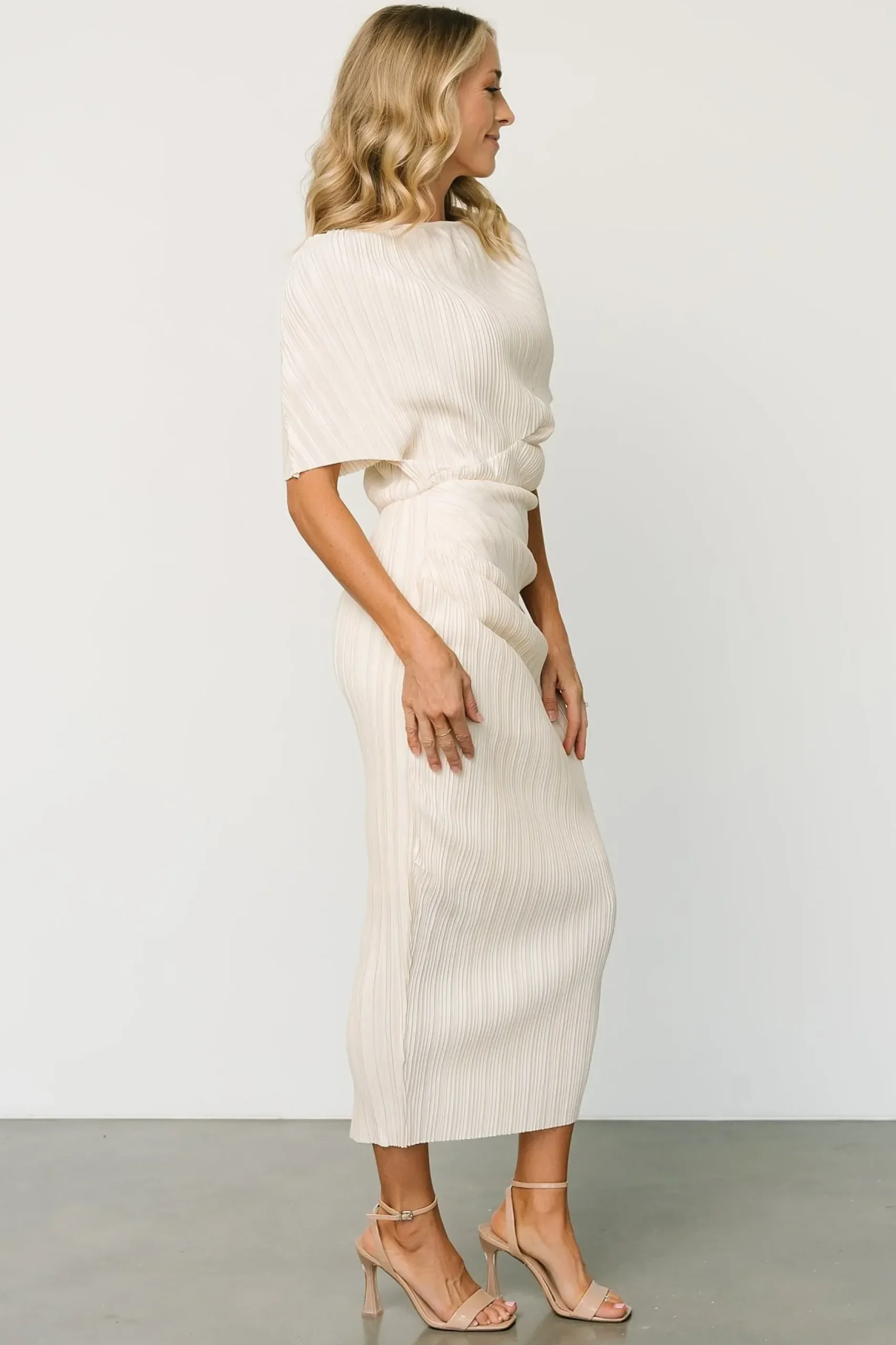 Baltic Born midi dresses|WINTER ESSENTIALS|Winslow Pleated Midi Dress | Cream