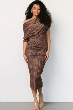 Baltic Born midi dresses|WINTER ESSENTIALS|Winslow Pleated Midi Dress | Mink