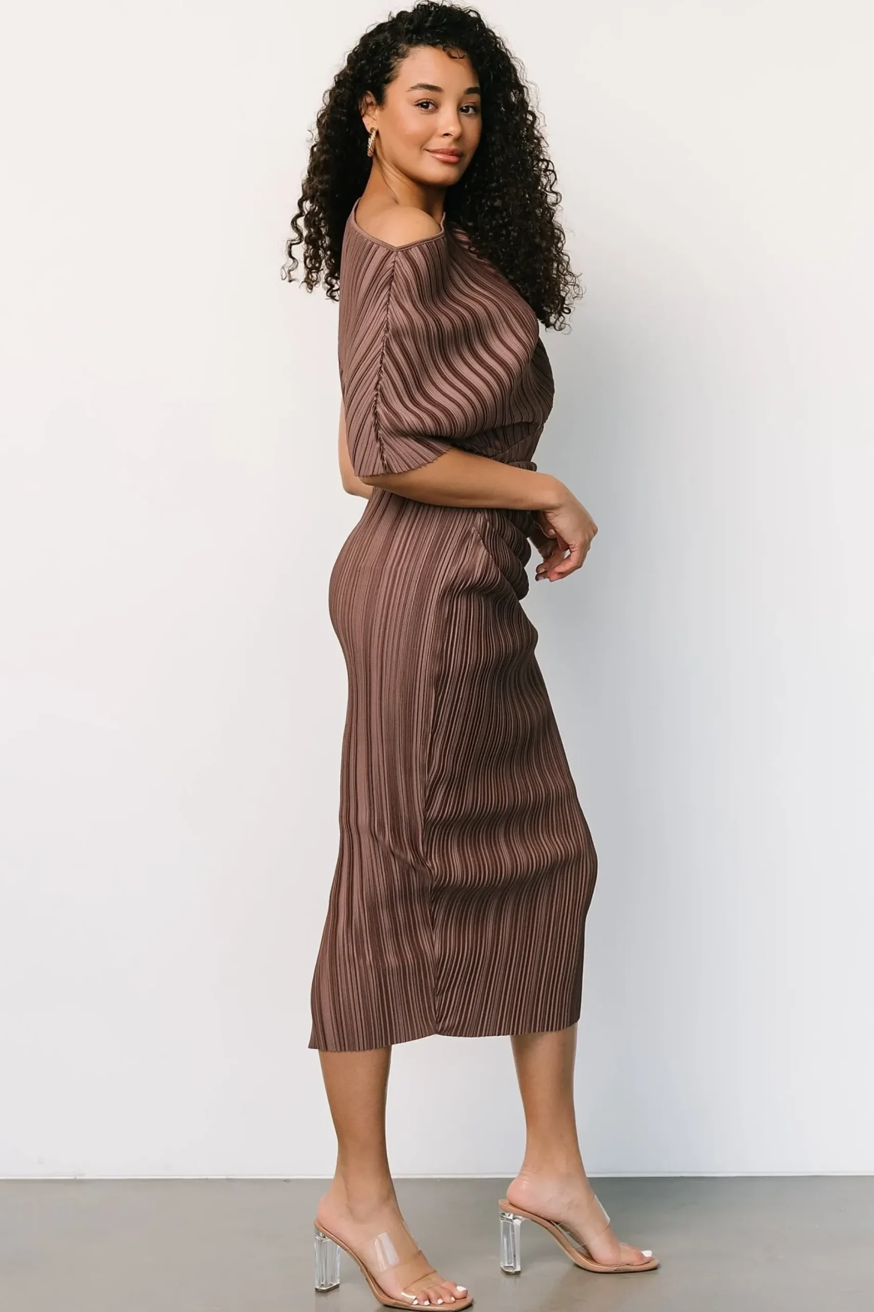 Baltic Born midi dresses|WINTER ESSENTIALS|Winslow Pleated Midi Dress | Mink