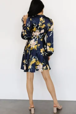 Baltic Born short dresses|WEDDING SUITE|Woodbury Satin Mini Dress | Navy Floral