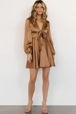 Baltic Born short dresses|WEDDING SUITE|Woodbury Satin Mini Dress | Mocha