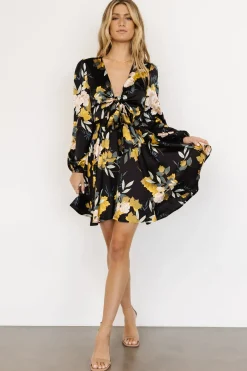 Baltic Born short dresses|WEDDING SUITE|Woodbury Satin Mini Dress | Black Floral