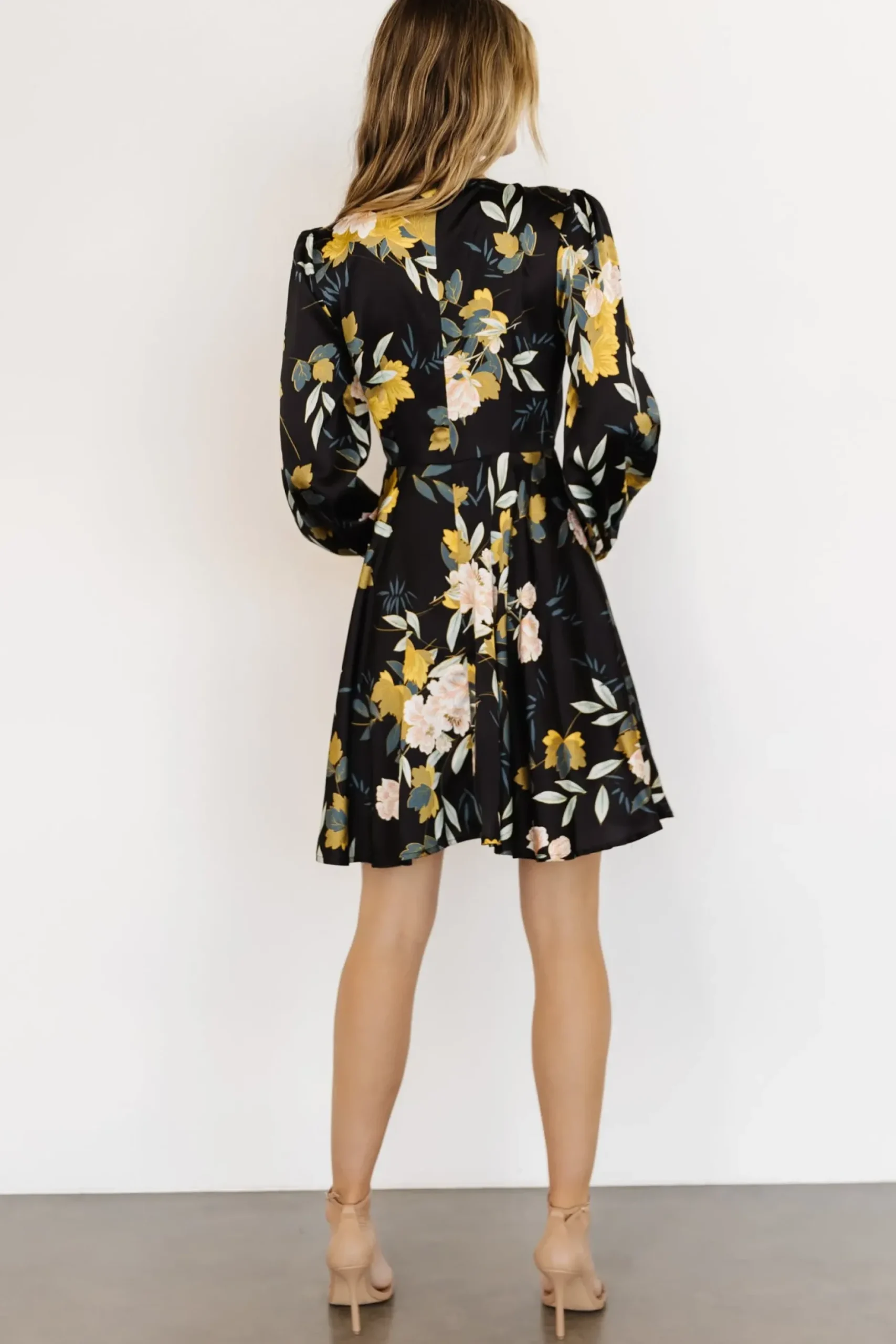 Baltic Born short dresses|WEDDING SUITE|Woodbury Satin Mini Dress | Black Floral
