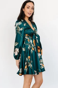 Baltic Born short dresses|WEDDING SUITE|Woodbury Satin Mini Dress | Deep Topaz Floral