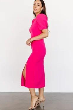 Baltic Born midi dresses|WEDDING SUITE|Younge Puff Sleeve Midi Dress | Pink