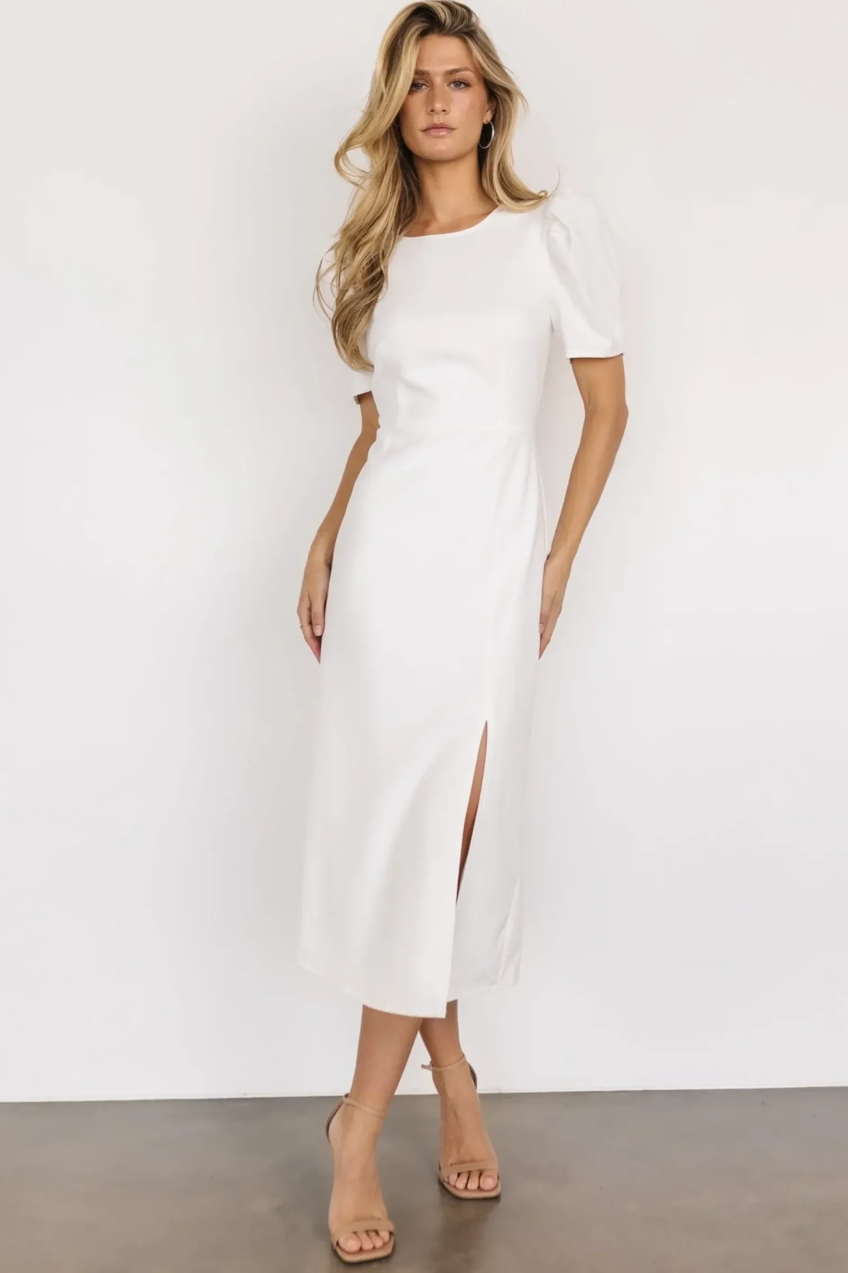 Baltic Born midi dresses|WEDDING SUITE|Younge Puff Sleeve Midi Dress | Off White