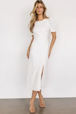 Baltic Born midi dresses|WEDDING SUITE|Younge Puff Sleeve Midi Dress | Off White